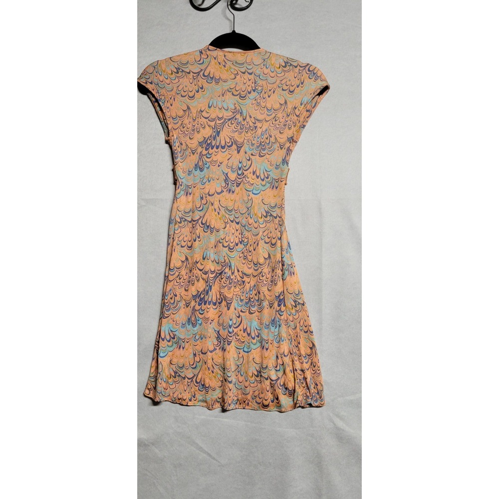 Multicolored Swirl Print W/ Suede Waist Band Short Sky Cap Sleeve Dress Size XS - Picture 4 of 8
